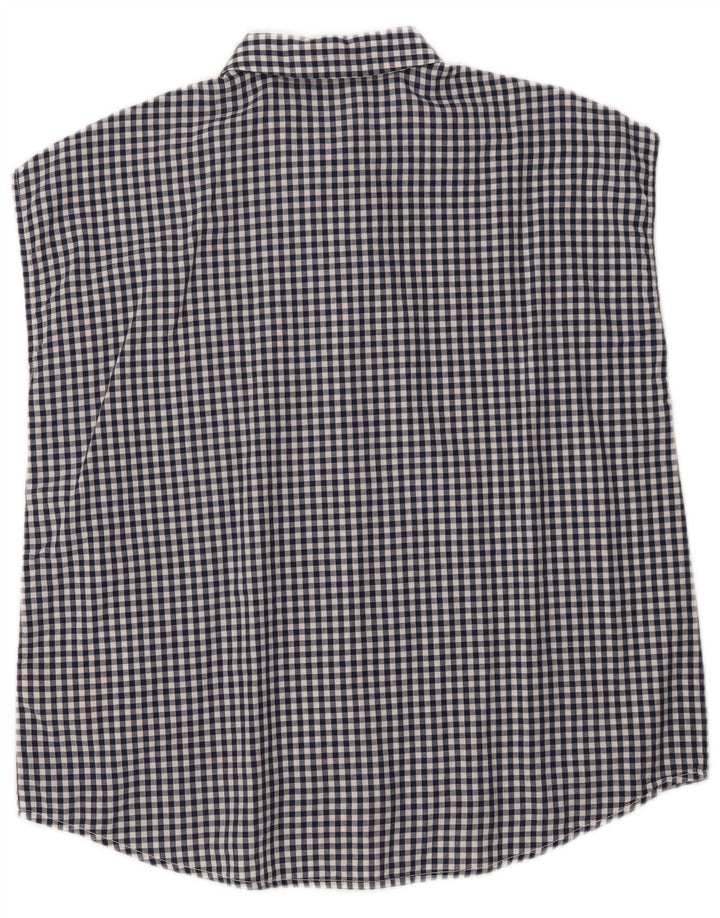 LEE Womens Oversized Sleeveless Shirt UK 10 Small Navy Blue Gingham Cotton