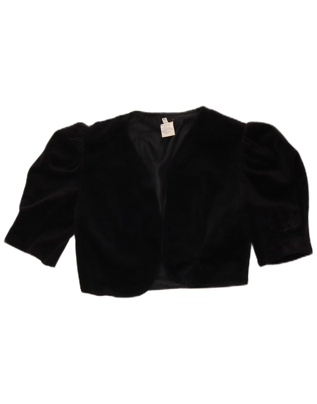VINTAGE Chaqueta Bolero Mujer IT 40 Pequeño Triacetato Negro