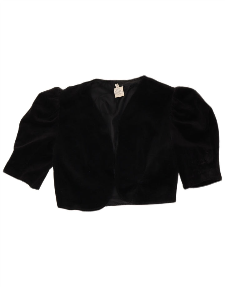 VINTAGE Chaqueta Bolero Mujer IT 40 Pequeño Triacetato Negro