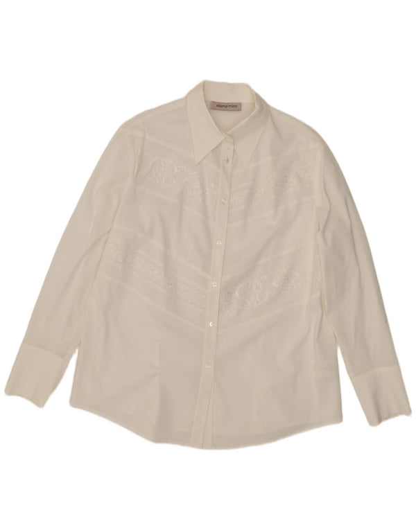 ELENA MIRO Blusa para mujer UK 40 Grande Algodón floral blanco