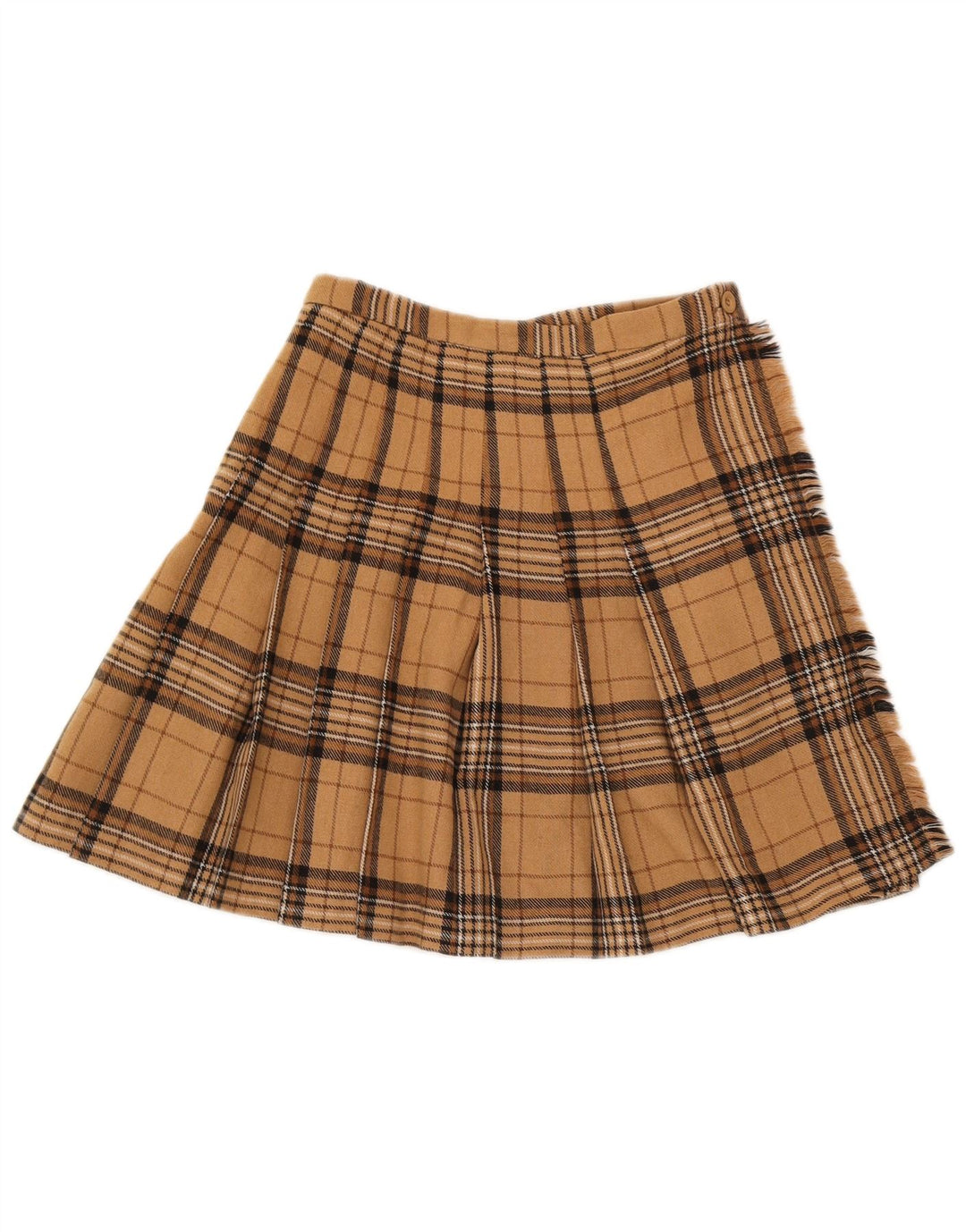 Vintage mujer abrigo falda W26 pequeño marrón cuadros