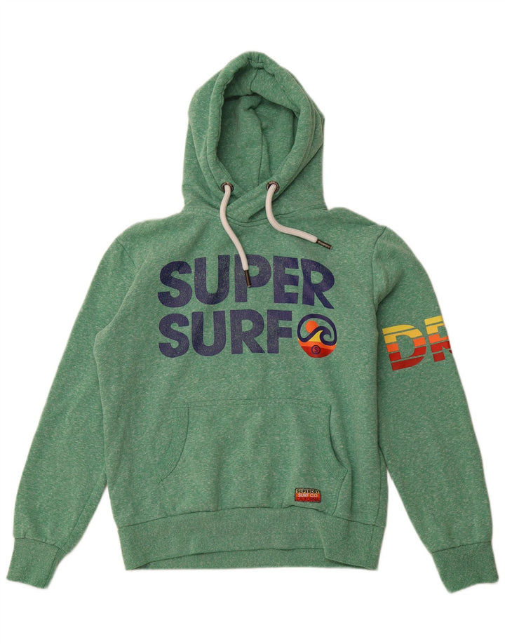 SUPERDRY Jersey con capucha gráfica para hombre XL Poliéster moteado verde