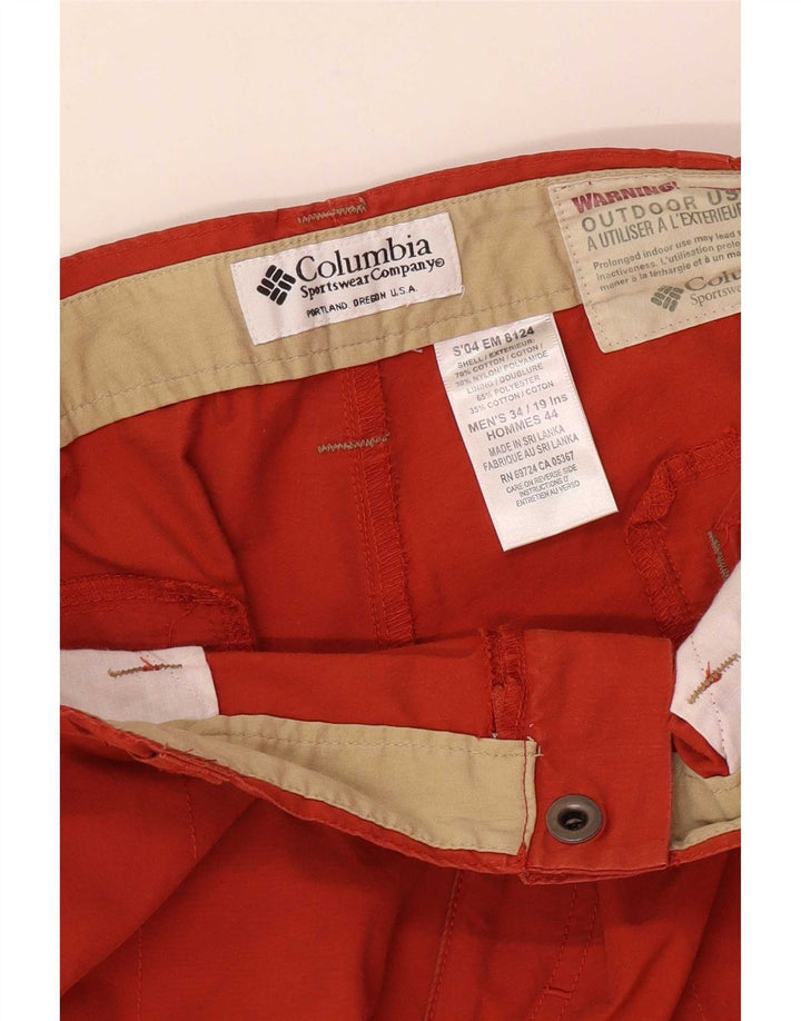 Columbia Pantalones cortos cargo para hombre W34 Algodón naranja grande