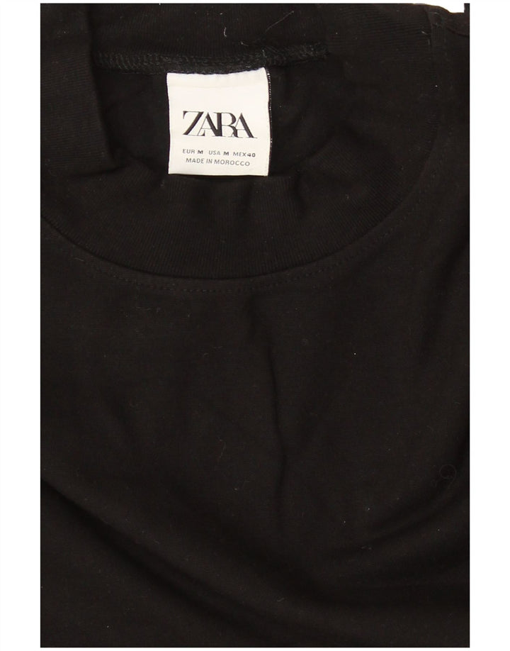 Zara Mujer Sudadera Jumper UK 44 Mediano Negro