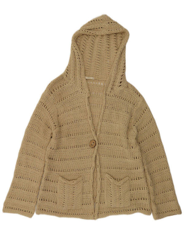 Marks & Spencer Womens Hooded Cardigan Sweater UK 16/18 Large Brown Acrylic