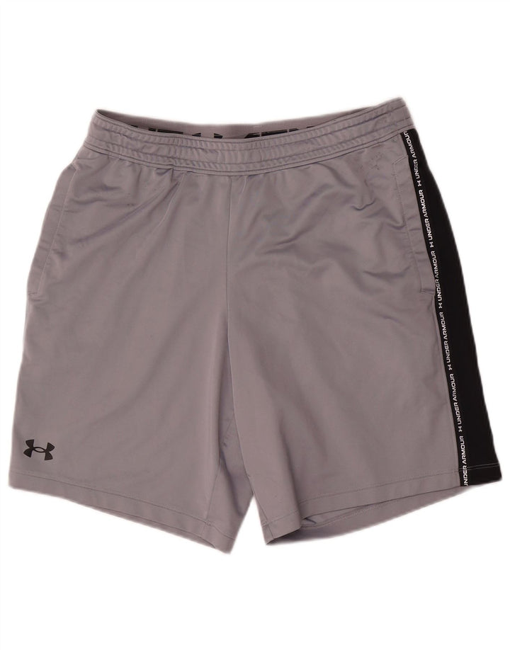 Under Armour Hombre Pantalones cortos deportivos con estampado de poliéster en bloques de color gris grande