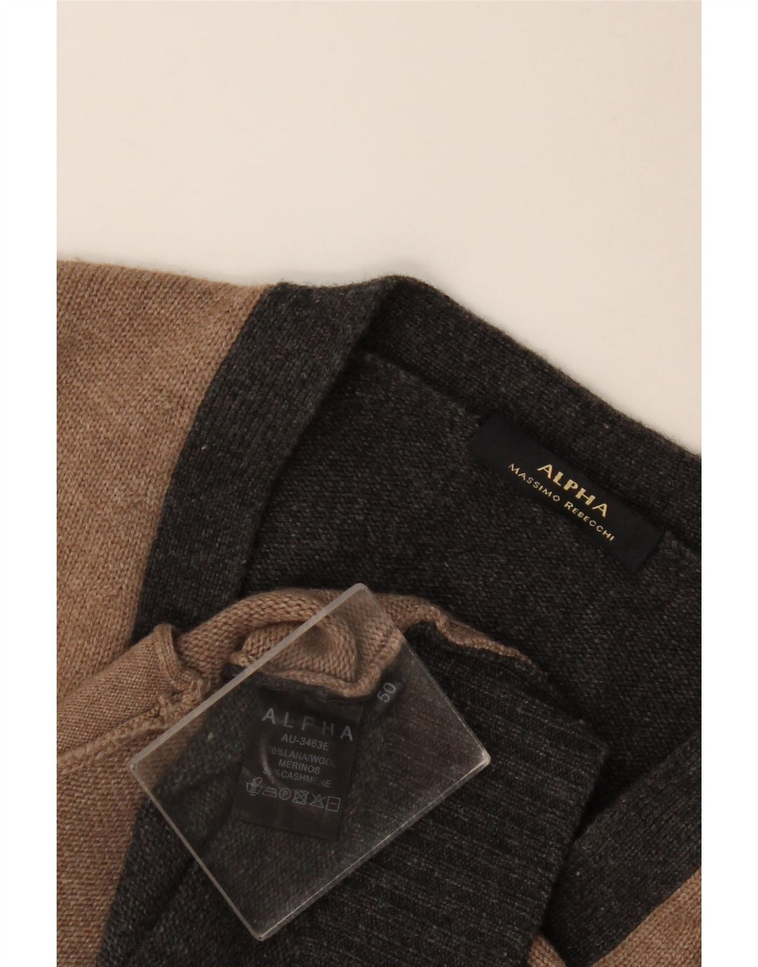 Alpha Massimo Rebecchi Cárdigan para hombre IT 50 Medium Brown Colorblock