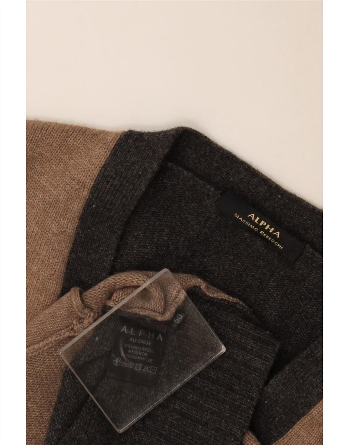 Alpha Massimo Rebecchi Cárdigan para hombre IT 50 Medium Brown Colorblock