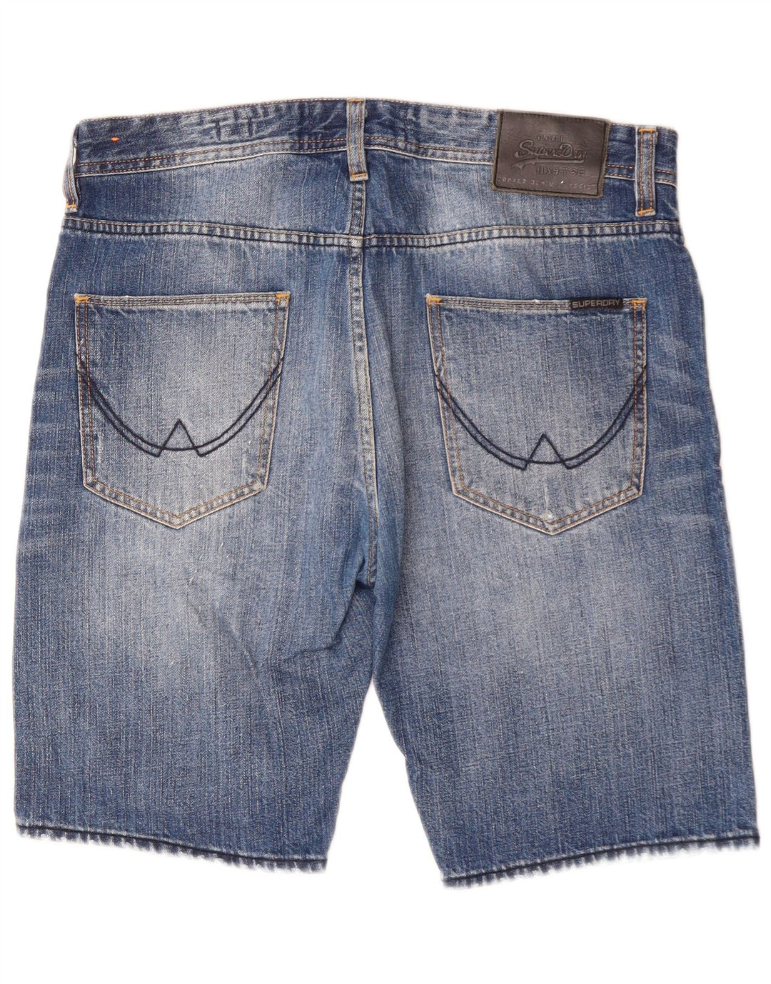 SUPERDRY Pantalones cortos de mezclilla ajustados y desgastados para hombre Officer W32 Algodón azul medio