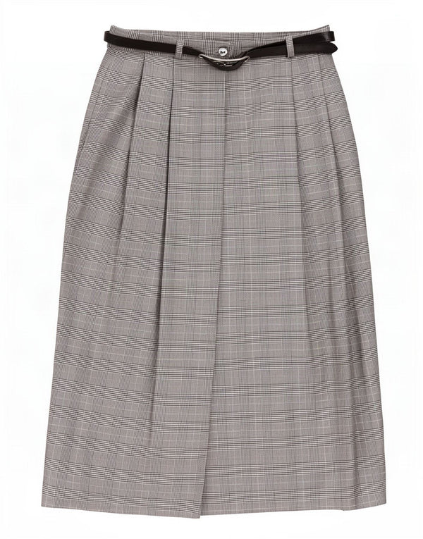 Vintage mujer abrigo falda Reino Unido 10 pequeño W27 gris Houndstooth poliéster