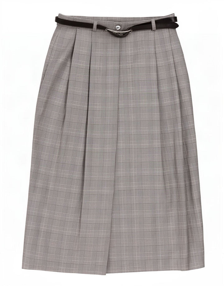 Vintage mujer abrigo falda Reino Unido 10 pequeño W27 gris Houndstooth poliéster