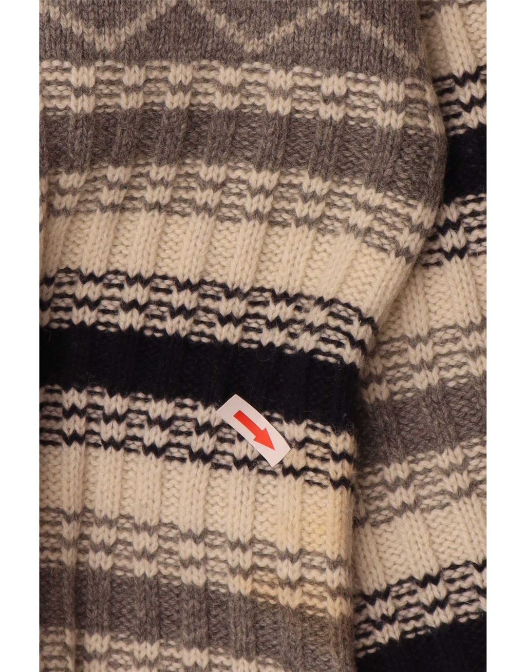 Vintage hombres cuello redondo jersey suéter grande gris rayas