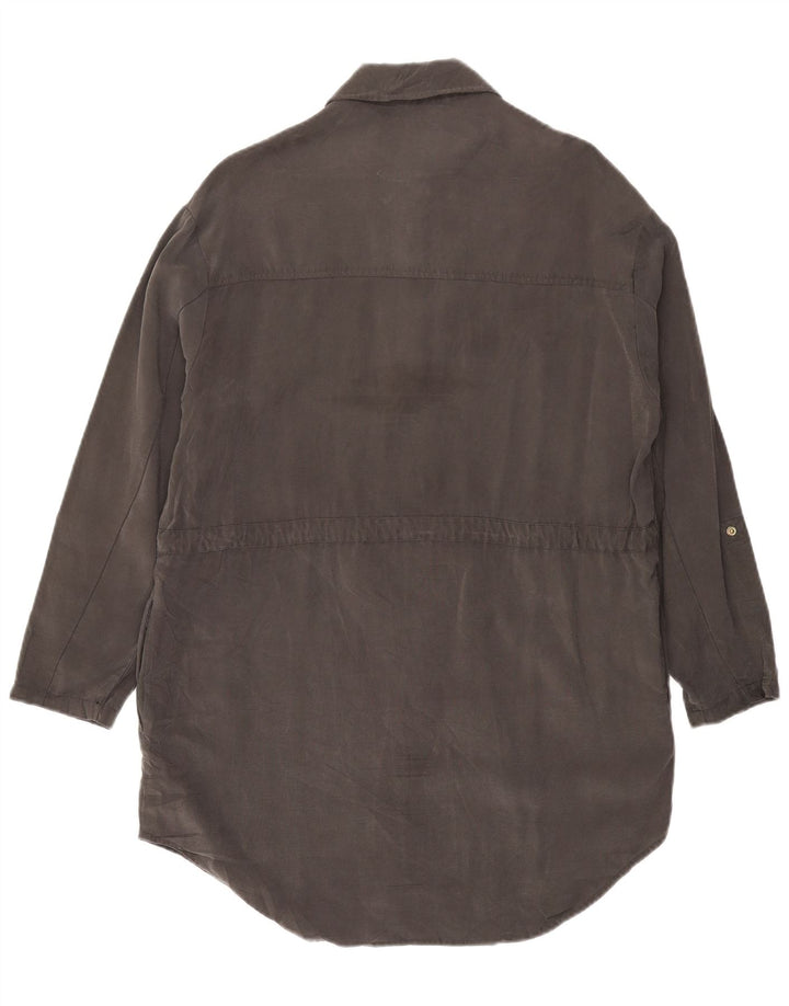 Zara Vestido Camisero Mujer UK 44 Viscosa Gris Medio