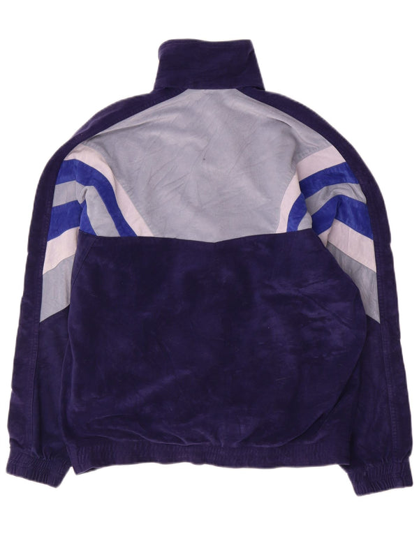 Diadora Chaqueta de chándal de terciopelo para hombre UK 36 Small Azul marino Colorblock