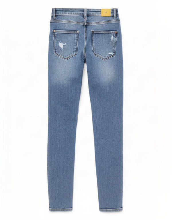 Zara Vaqueros pitillo desgastados de cintura alta para mujer EU 36 XS W26 L27 Algodón azul