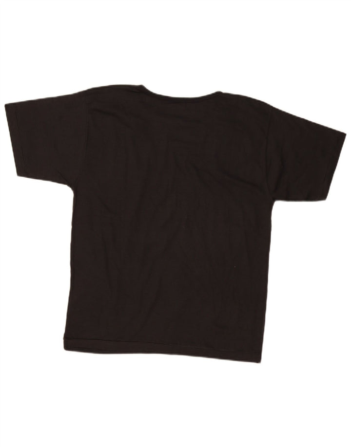 Vintage mujer camiseta gráfica Top UK 14 Medio Negro