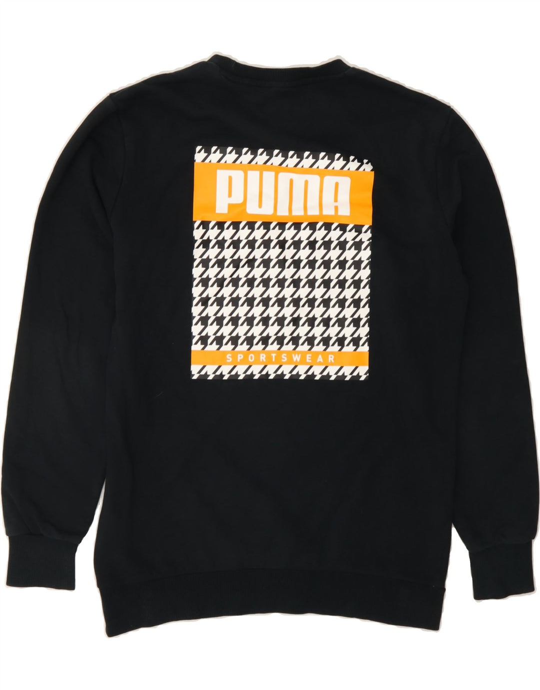 PUMA Mens Graphic Sweatshirt Jumper Medium Black Cotton Vintage Puma and Second-Hand Puma from Messina Hembry 