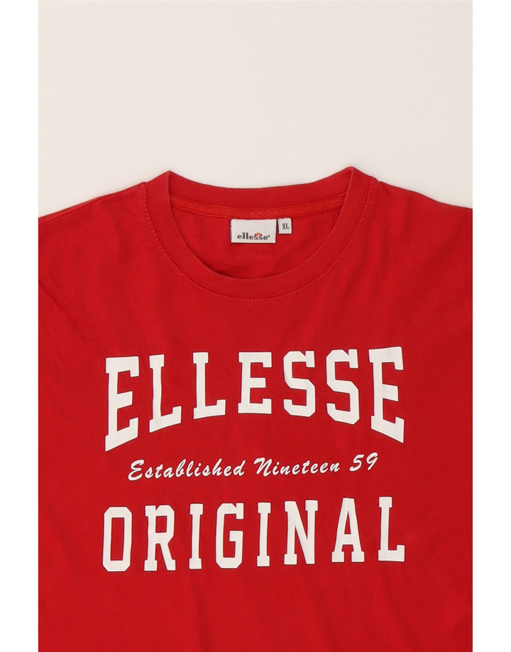 ELLESSE Mens Graphic T-Shirt Top XL Red Cotton Vintage Ellesse and Second-Hand Ellesse from Messina Hembry 