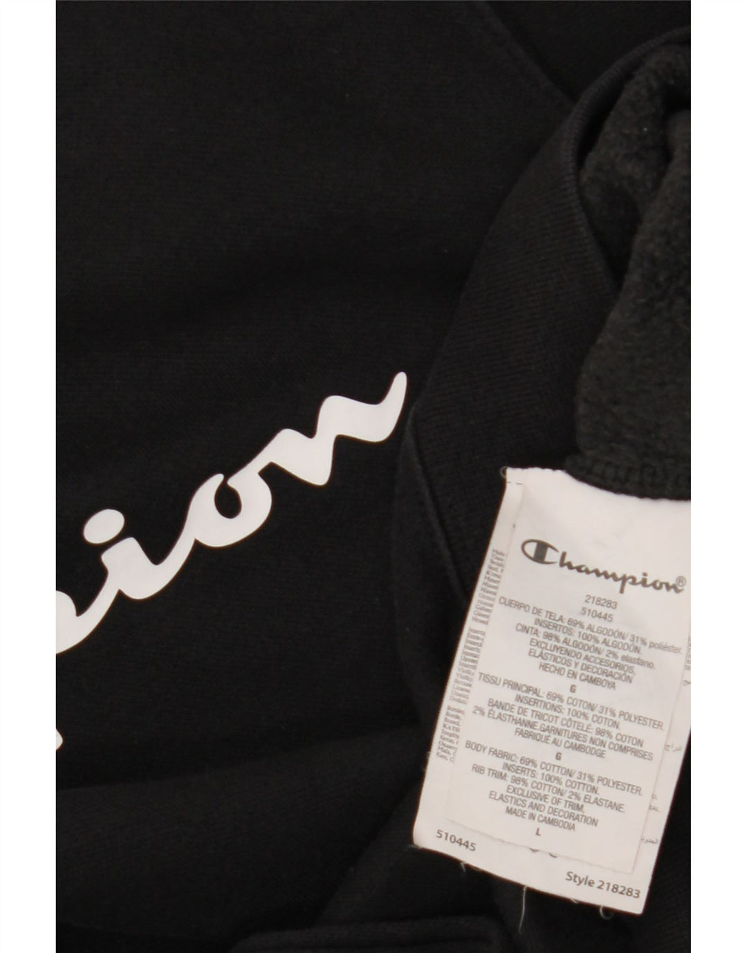 Champion Sudadera Gráfica para Hombre Jersey Grande De Algodón Negro
