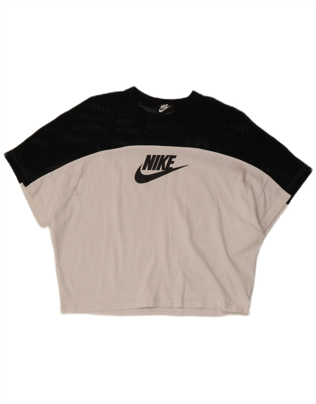 NIKE Camiseta corta con gráfico para mujer UK 10 Small White Colourblock