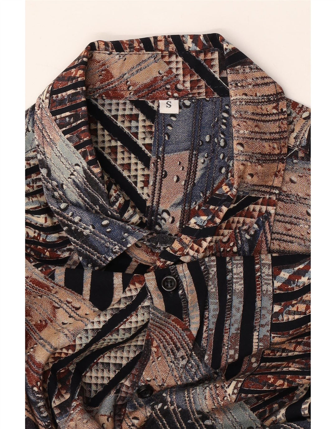 VINTAGE Camisa de manga corta para hombre Pequeña rayas multicolores