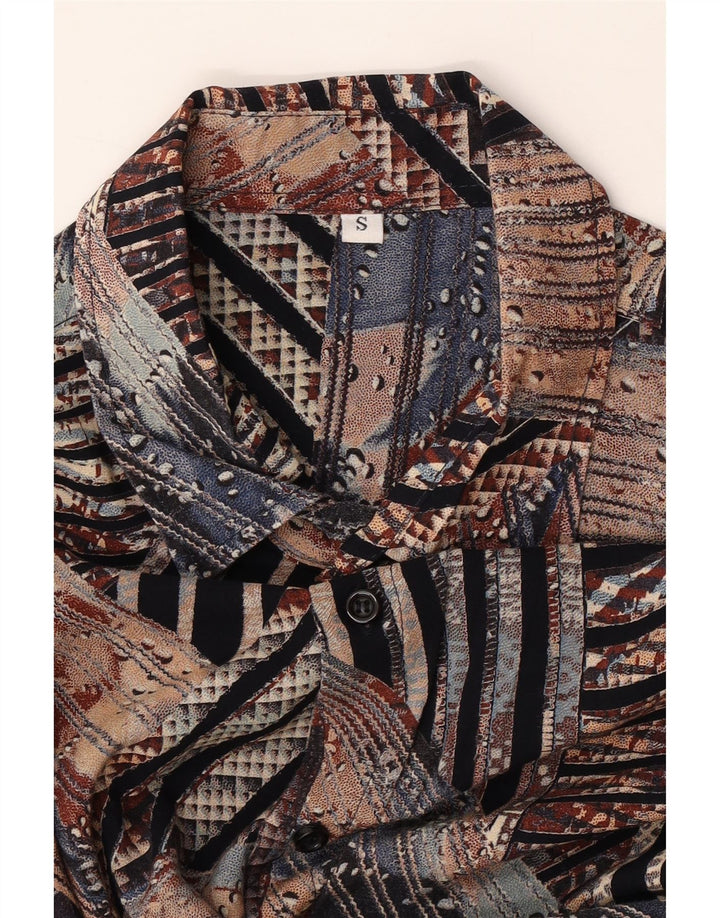VINTAGE Camisa de manga corta para hombre Pequeña rayas multicolores