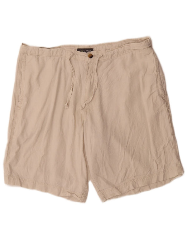 Marks & Spencer Pantalones cortos chinos para hombre W38 XL Off White Flax