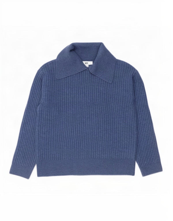 Marks & Spencer Suéter tipo jersey de gran tamaño con cuello tipo polo para mujer UK 10 Small Blue