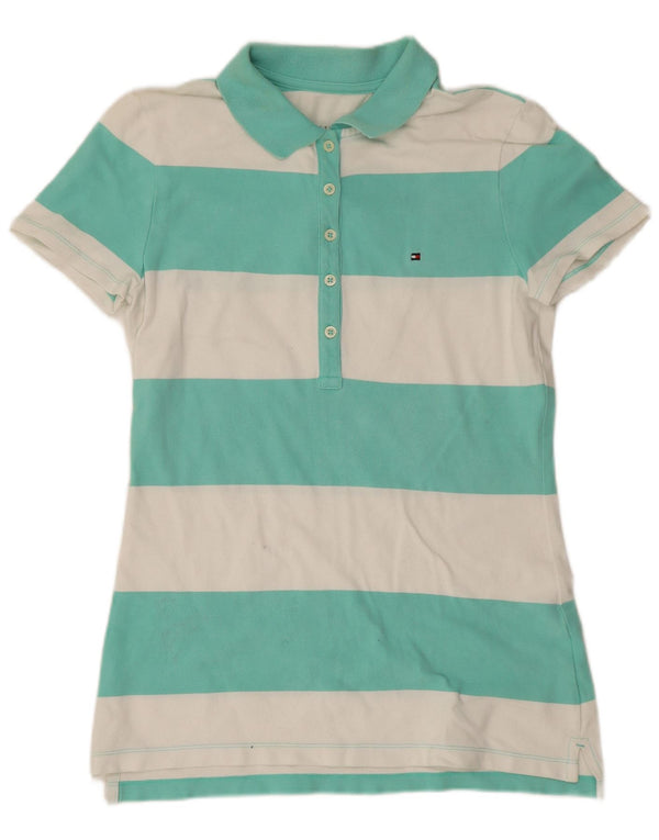 Tommy Hilfiger Polo para mujer UK 10 Small Verde Rayas Algodón