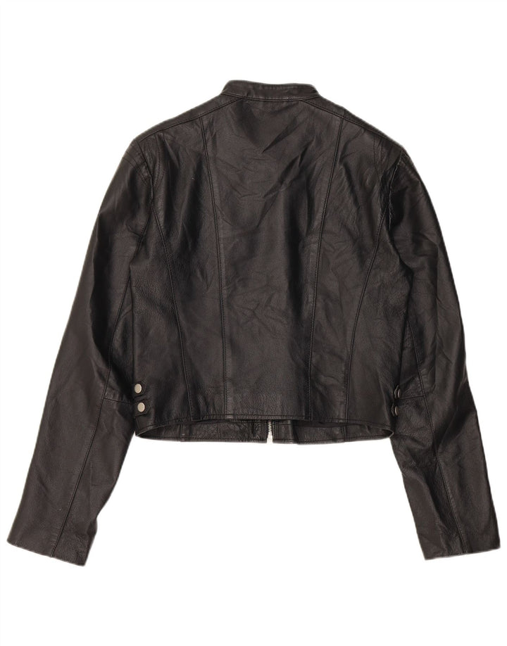 Chaqueta motera de cuero corta para mujer Conbipel IT 44 Cuero negro mediano