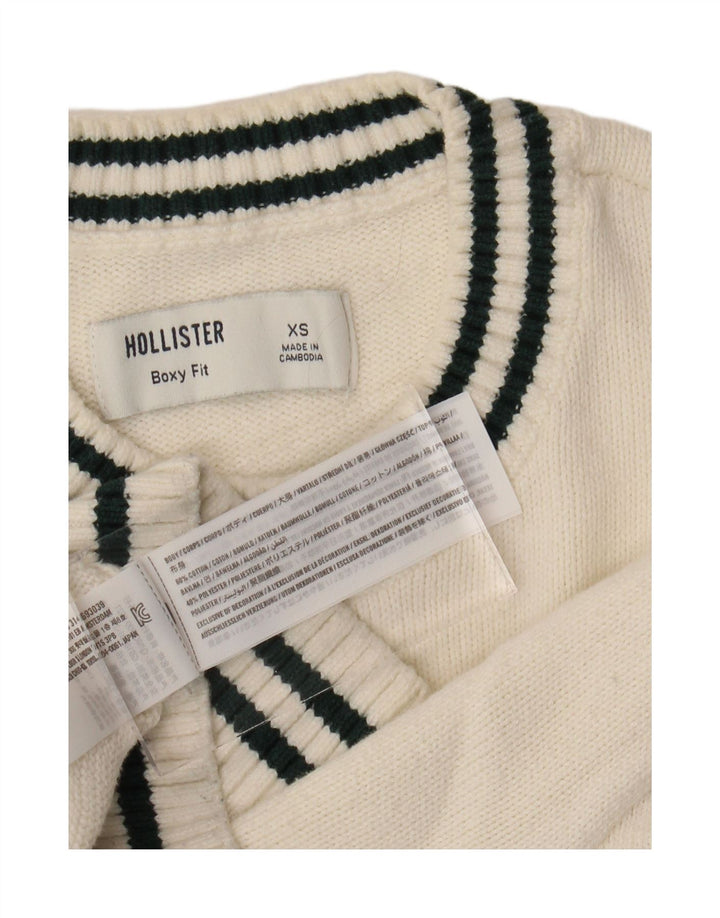 HOLLISTER Suéter tipo jersey cuadrado extragrande con cuello redondo para mujer UK 6 XS Off White