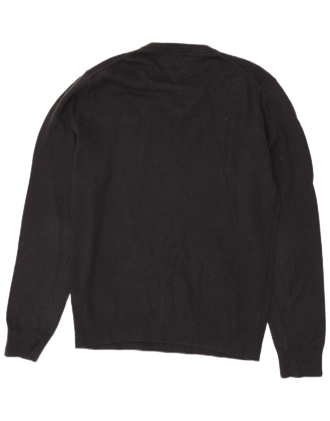 TOMMY HILFIGER Jersey con cuello en V para hombre Small Black Cotton