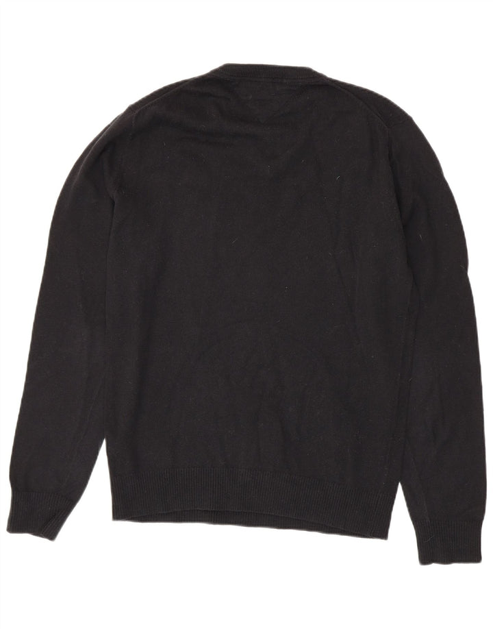TOMMY HILFIGER Jersey con cuello en V para hombre Small Black Cotton
