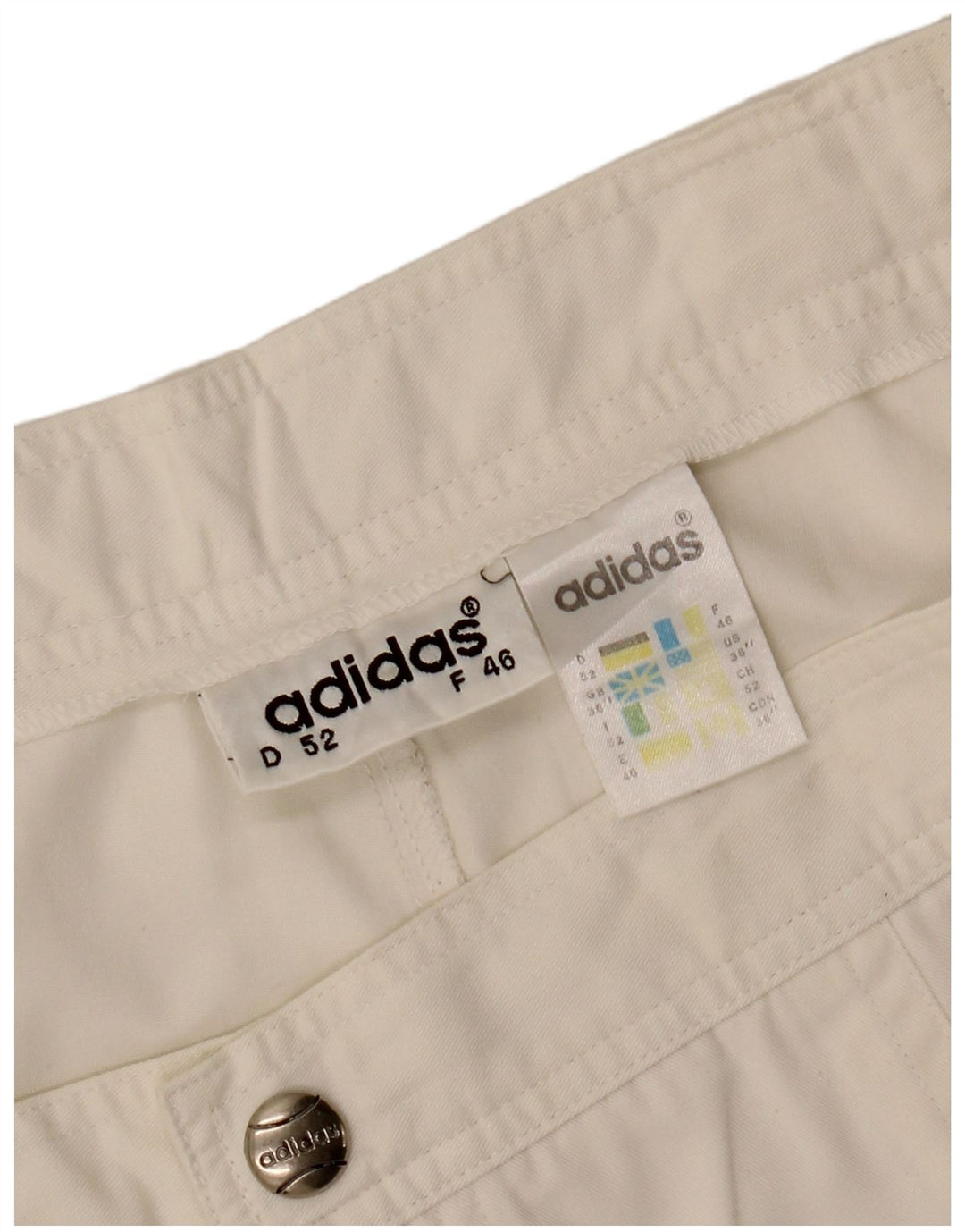 ADIDAS Pantalones cortos chinos para hombre W36 Poliéster blanco grande