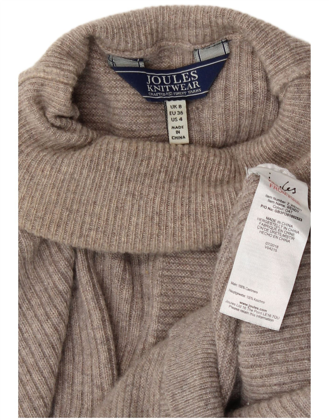 Joules Suéter extragrande con cuello vuelto para mujer UK 8 Small Beige Cashmere