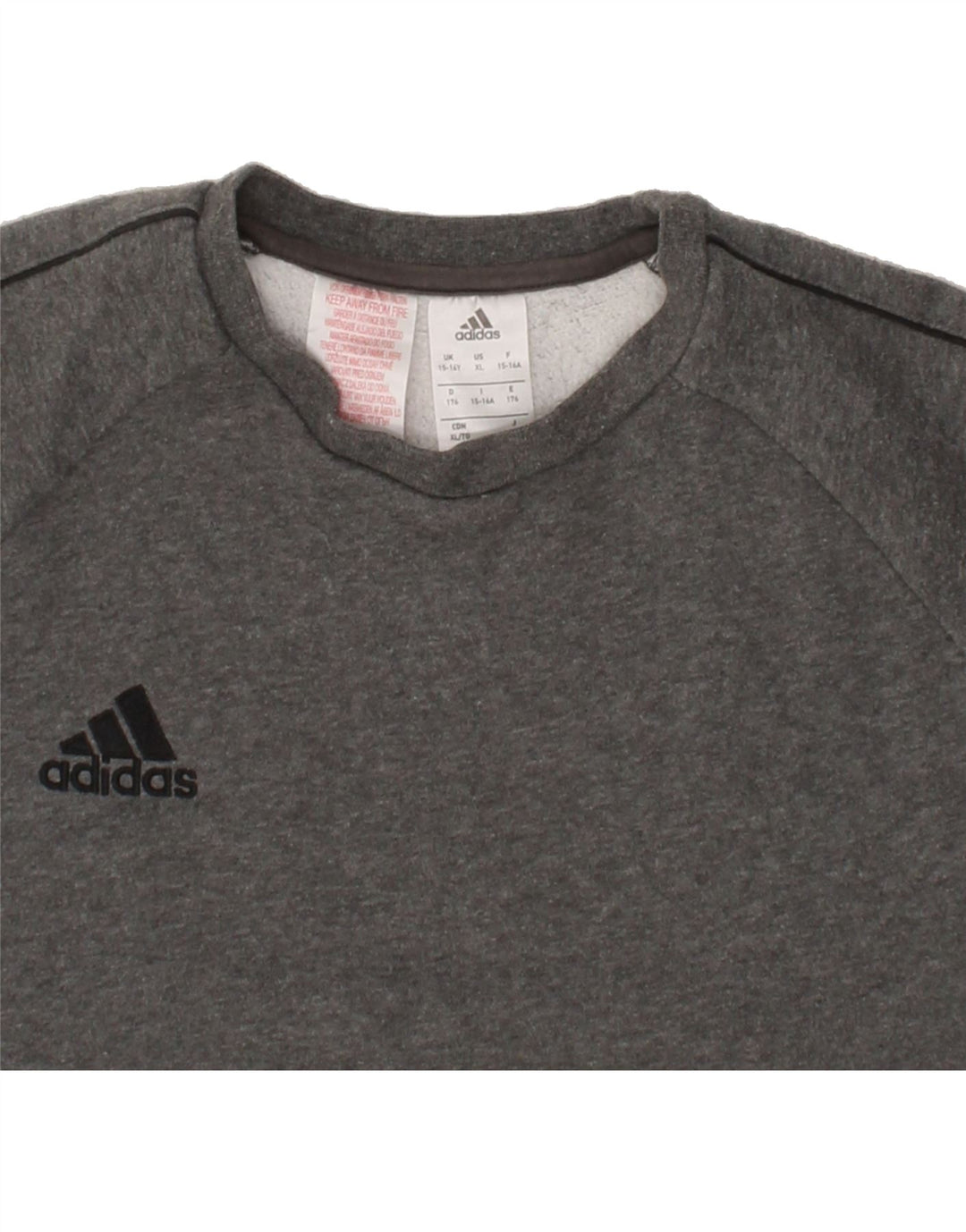 ADIDAS Boys Sweatshirt Jumper 15-16 Years Grey Vintage Adidas and Second-Hand Adidas from Messina Hembry 
