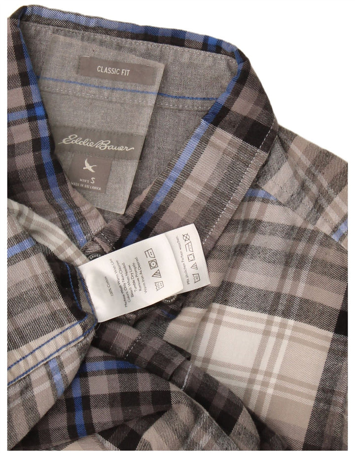 Eddie Bauer Camisa De Franela De Ajuste Clásico Para Hombre Algodón A Cuadros Gris Pequeño