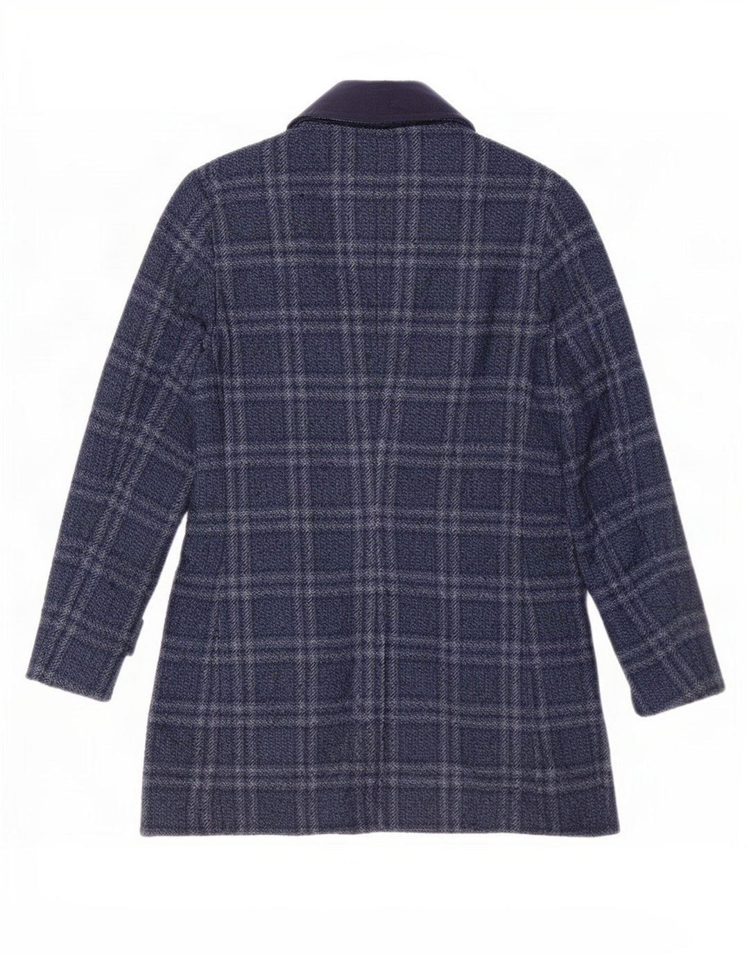Abrigo vintage para hombre IT 46 Poliéster a cuadros azul marino pequeño