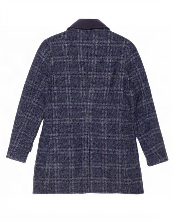 Abrigo vintage para hombre IT 46 Poliéster a cuadros azul marino pequeño