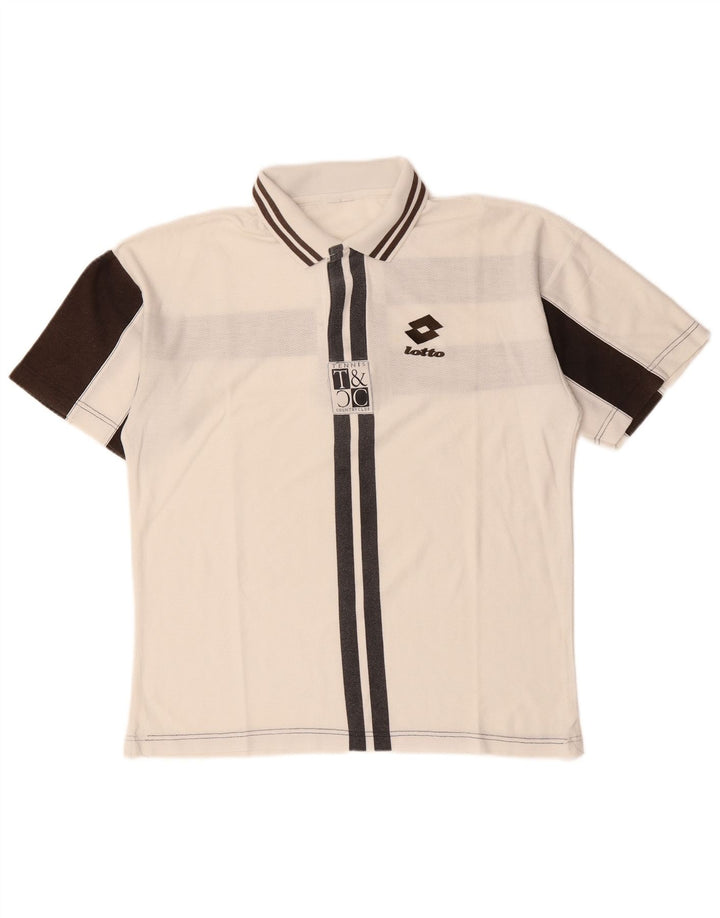 LOTTO Polo gráfico para hombre con bloques de color blanco mediano