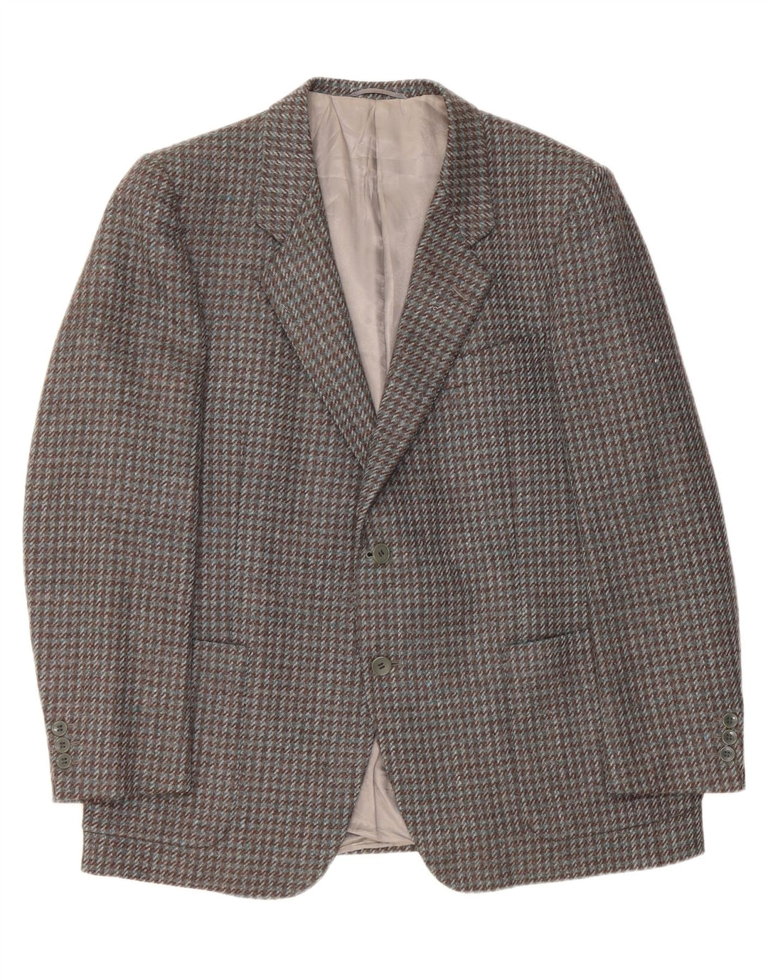 VINTAGE Chaqueta Blazer de 2 botones para hombre Reino Unido 38 Pata de gallo gris medio