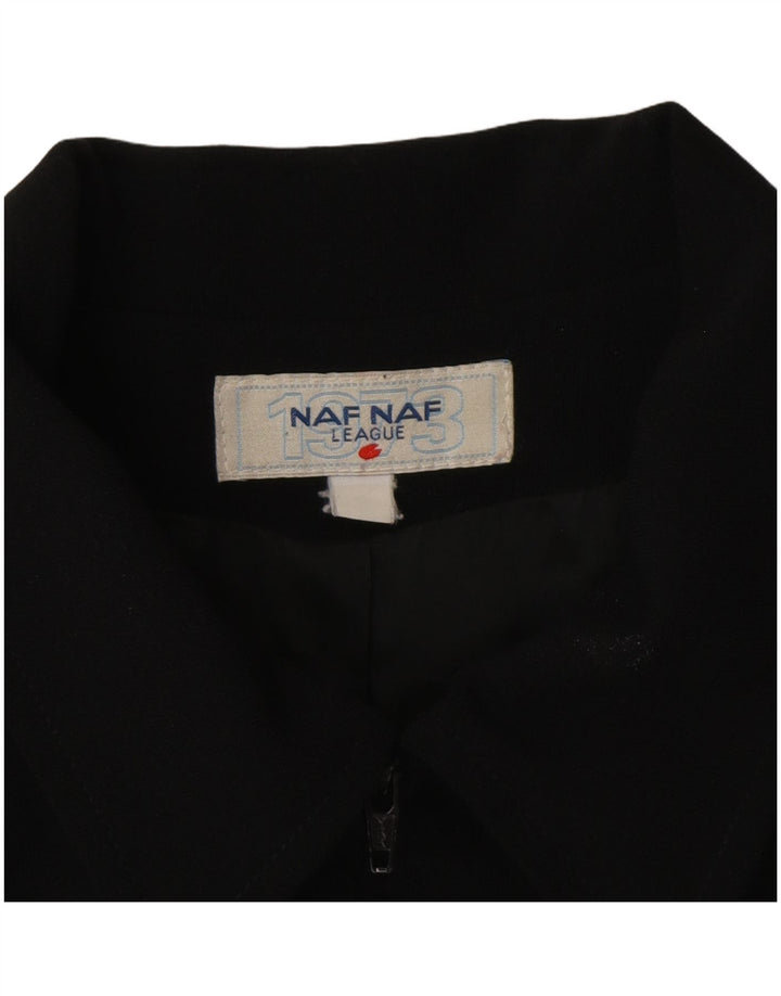 Naf Naf Chaqueta tipo blazer con cremallera completa para mujer UK 10 Small Poliéster negro
