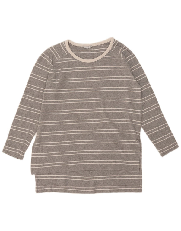 Zara Mujer Top Manga Larga UK 44 Gris Medio Rayas