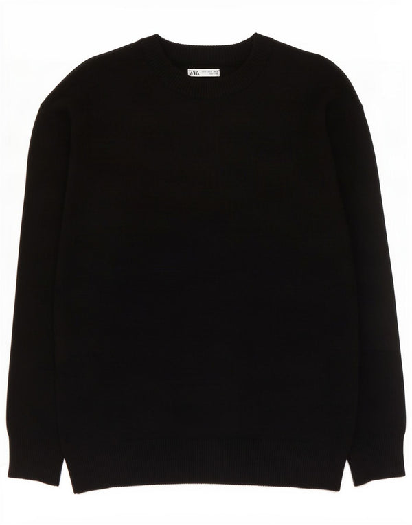 Zara - Jersey de cuello redondo para mujer, talla 40, talla mediana, viscosa negra