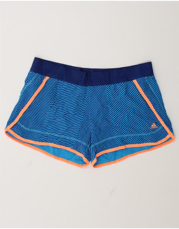 Adidas Pantalones cortos deportivos Climalite para mujer Reino Unido 12/14 Azul medio Rayas