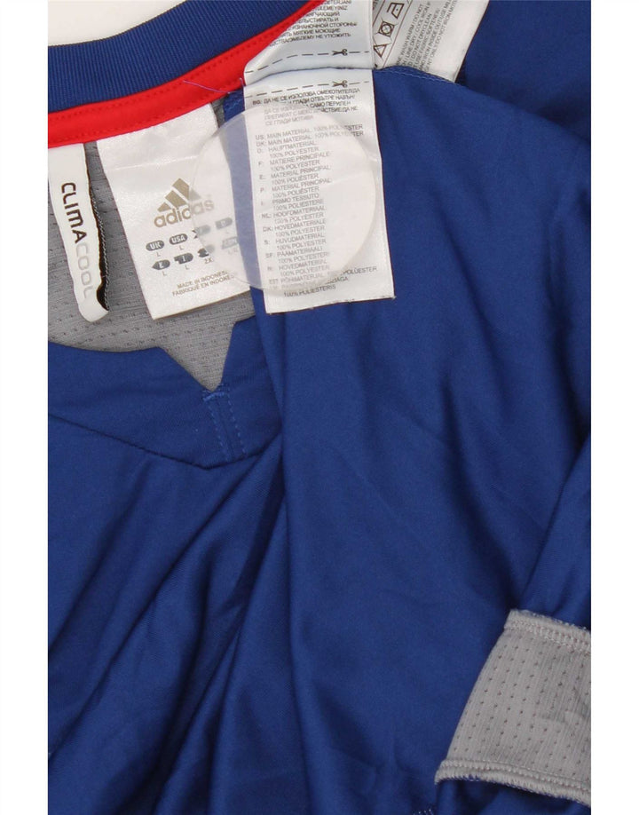 Adidas Hombre Climacool Camiseta Top Grande Azul Colorblock Poliéster