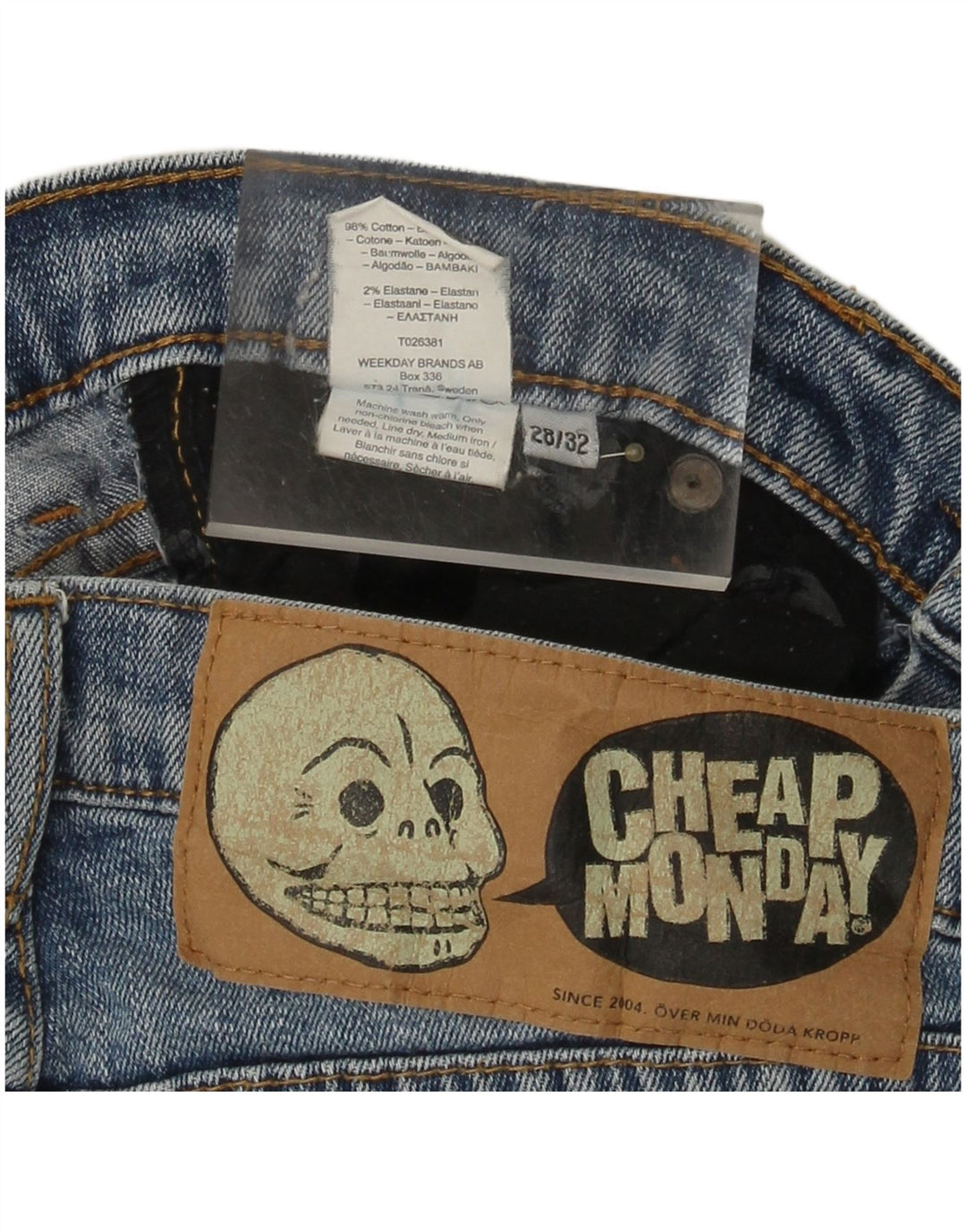 CHEAP MONDAY Vaqueros ajustados para hombre W28 L32 Algodón azul