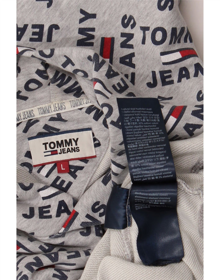TOMMY HILFIGER Jersey con capucha gráfica para hombre de algodón gris grande