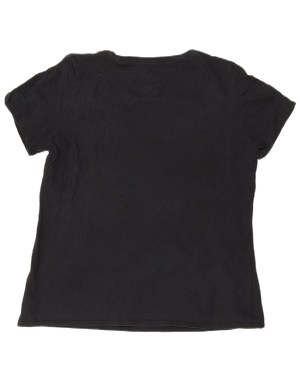 NIKE Camiseta gráfica de corte atlético para mujer UK 46 Grande Algodón azul marino