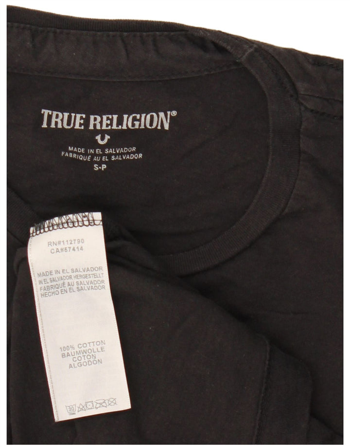 True Religion Camiseta gráfica para hombre Top pequeño de algodón negro